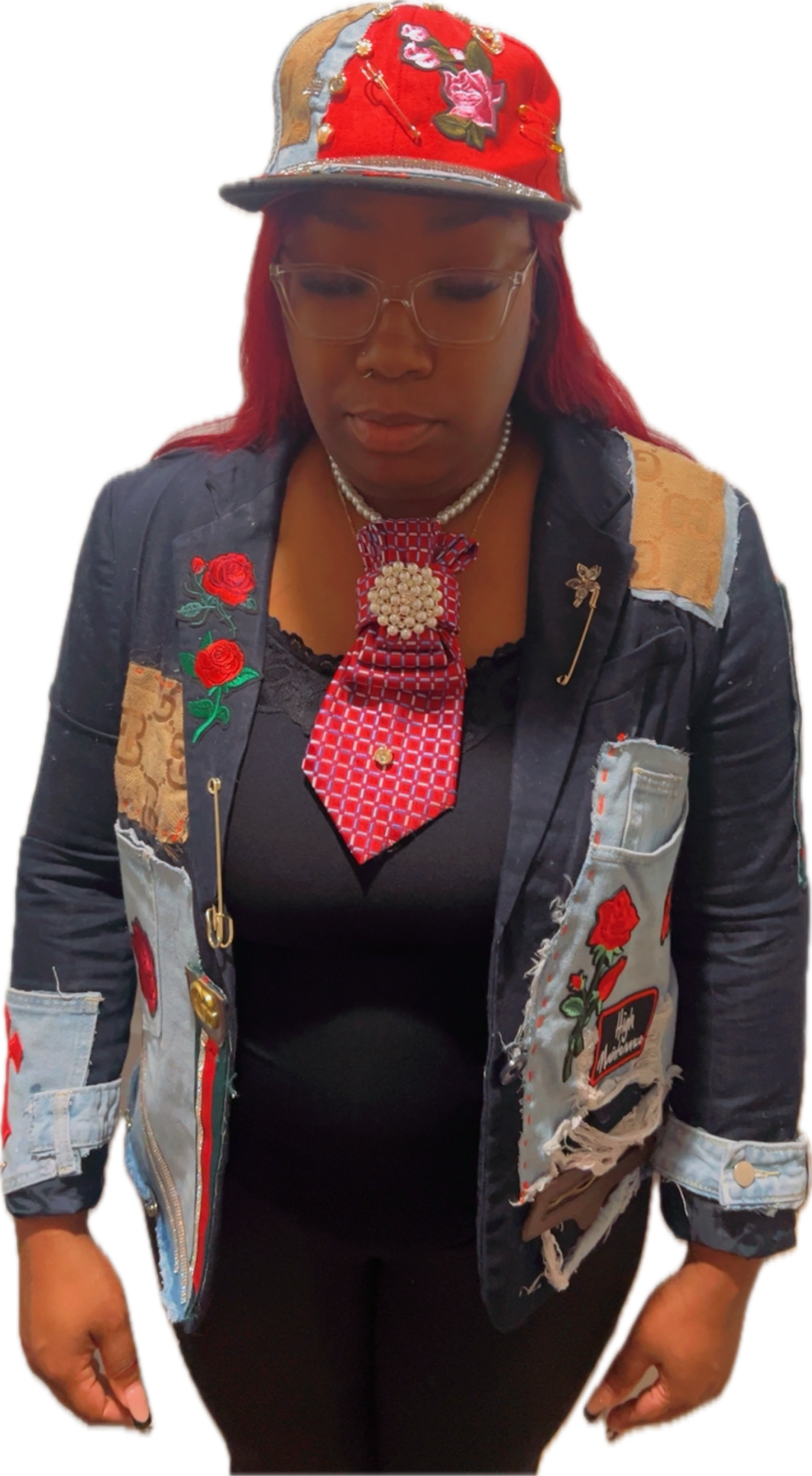 Patchwork Gucci Accented Blazer with Cap