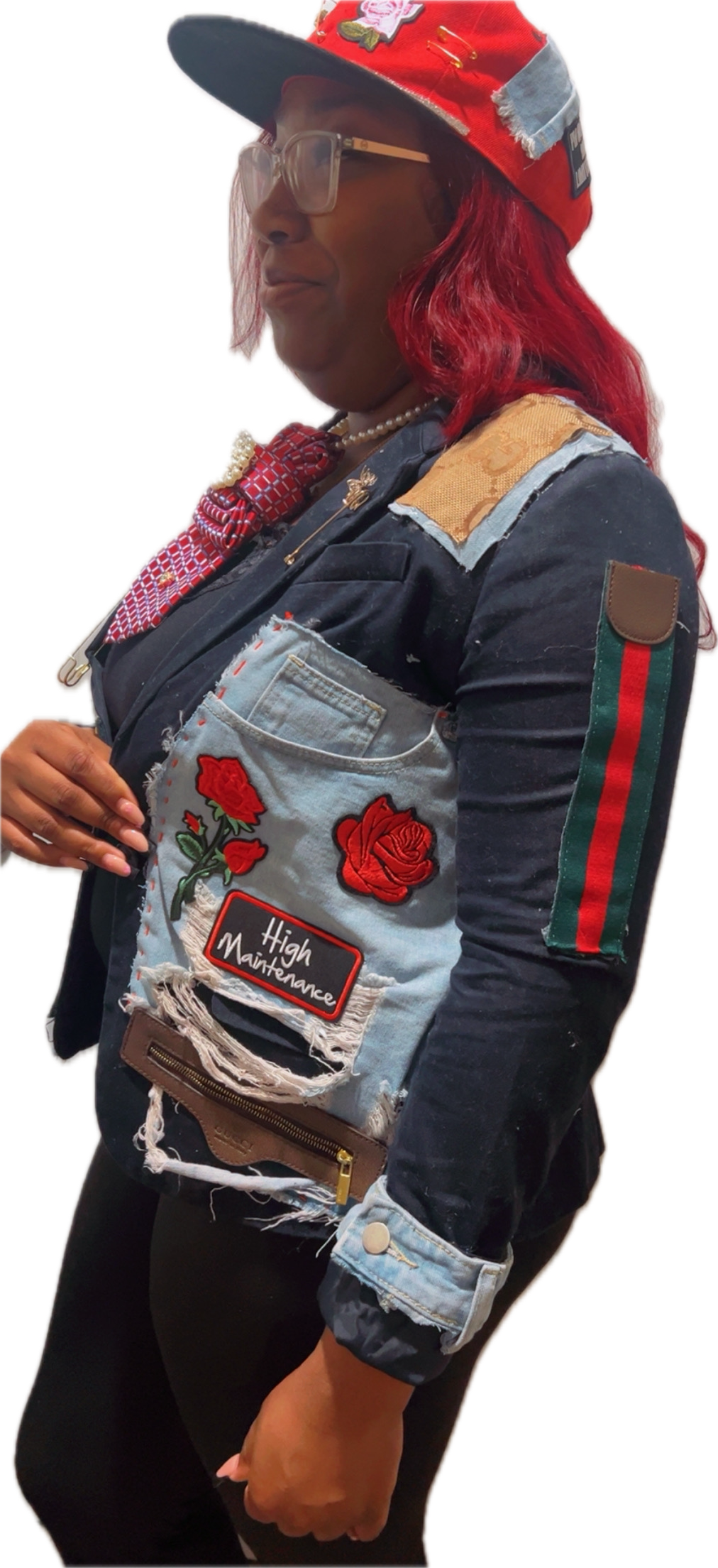 Patchwork Gucci Accented Blazer with Cap