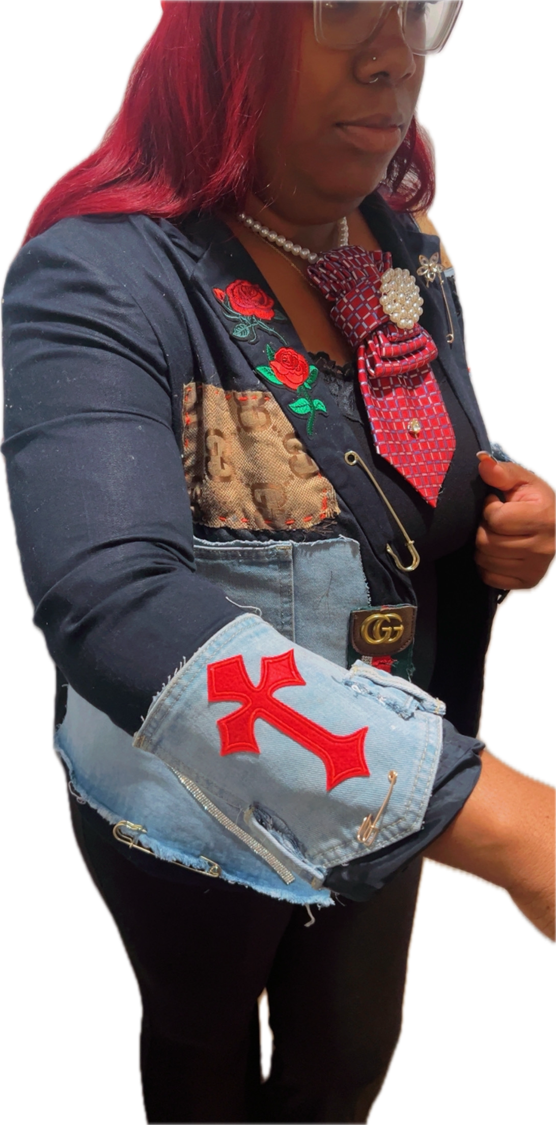 Patchwork Gucci Accented Blazer with Cap
