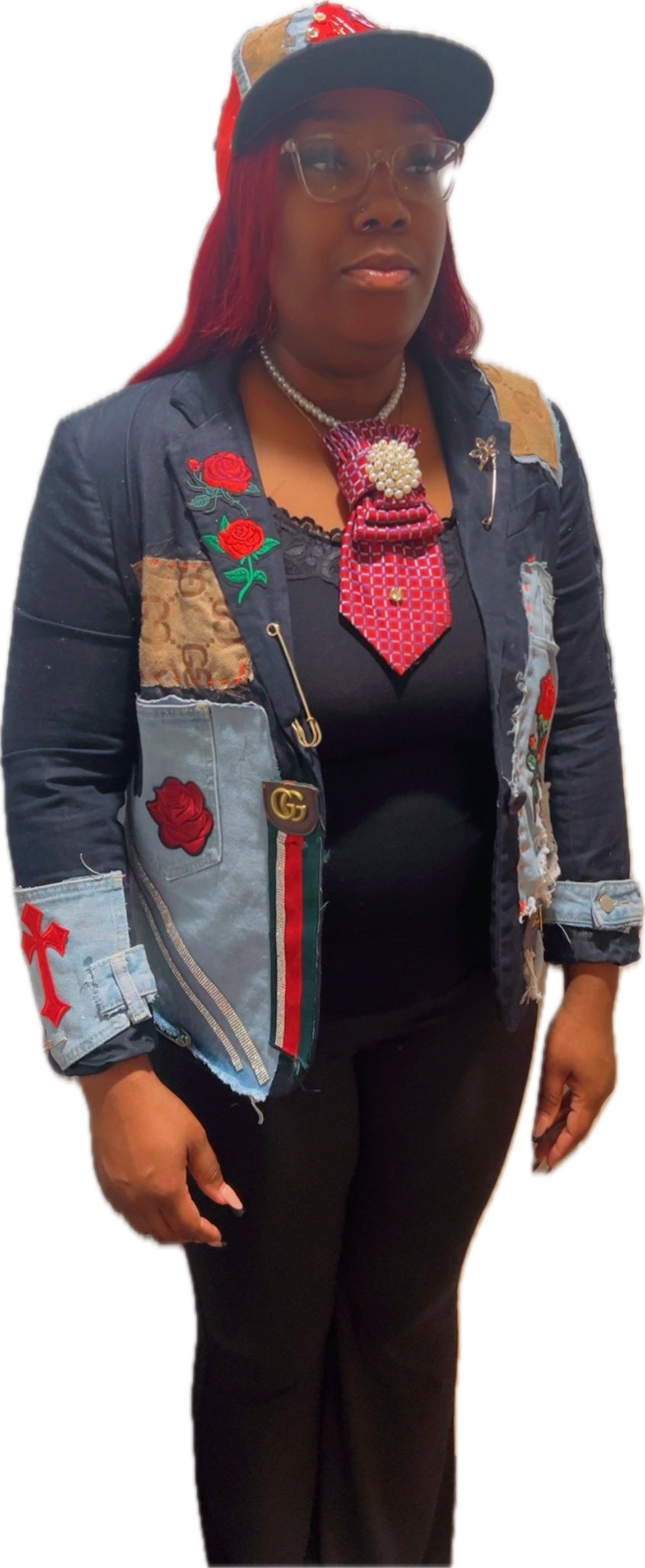 Patchwork Gucci Accented Blazer with Cap