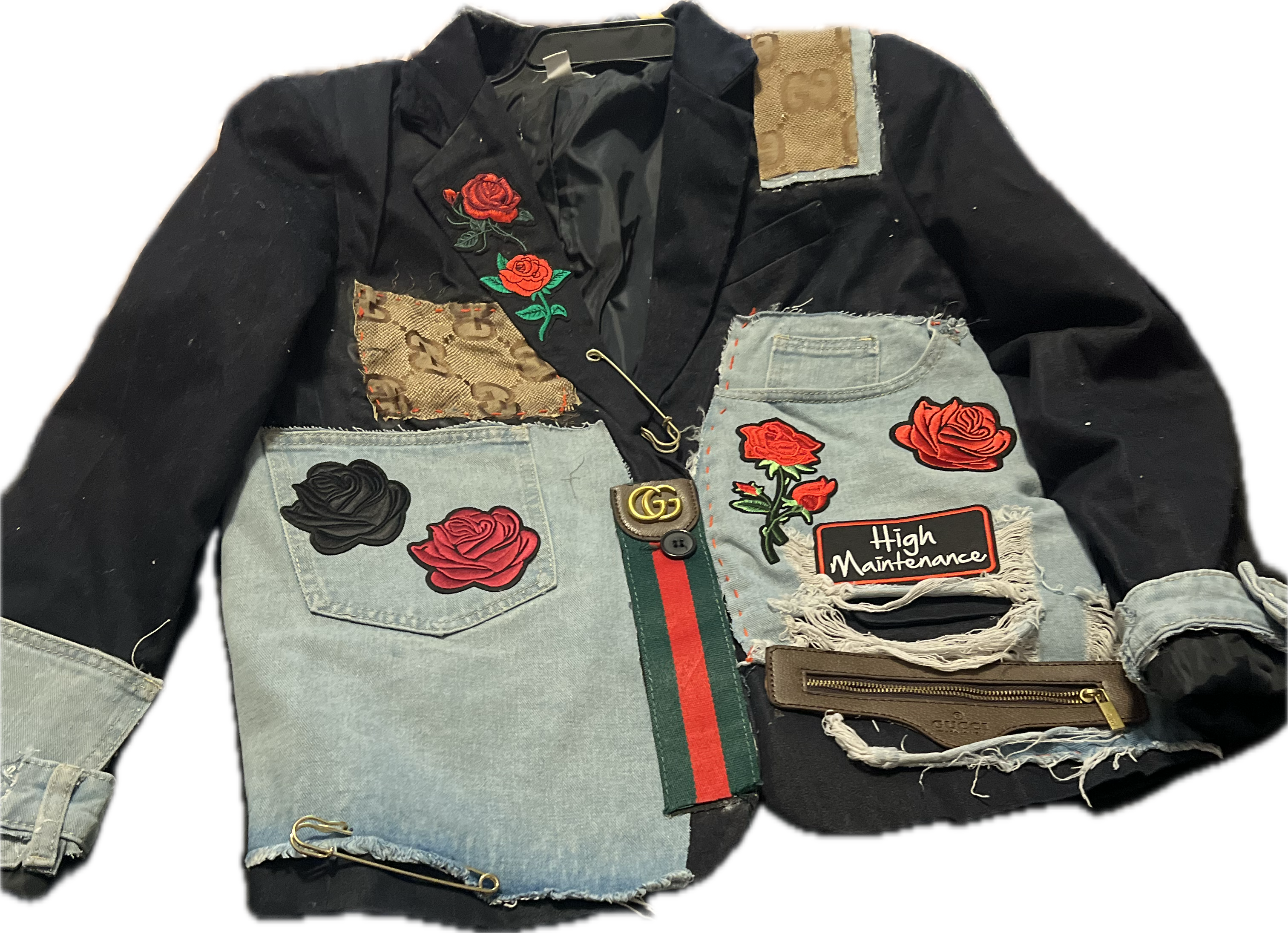 Patchwork Gucci Accented Blazer with Cap
